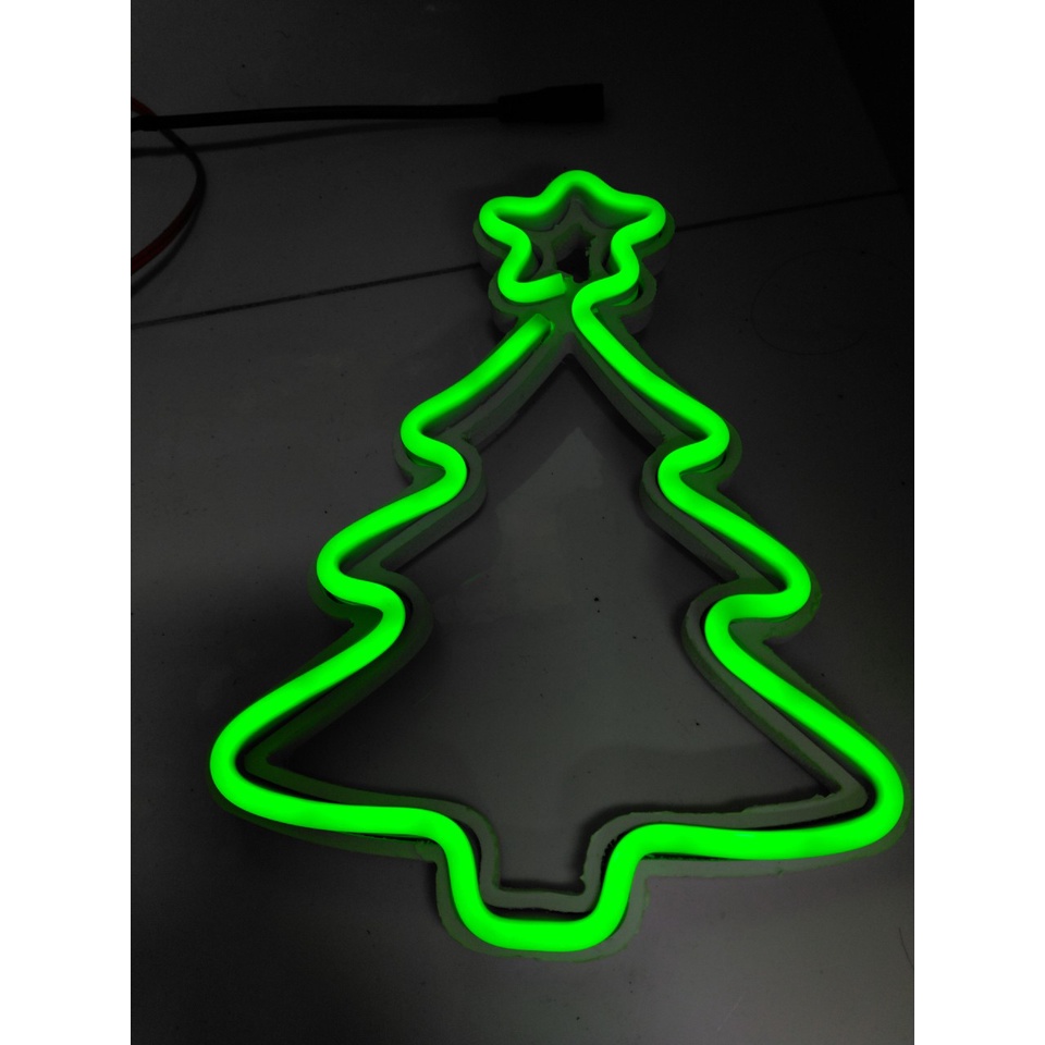 Tặng kèm đèn led neon cây thông mini, đèn led neon trang trí dùng pin hình cây thông