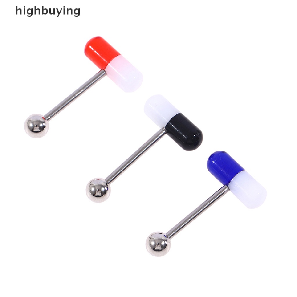 HBVN Belle 10pcs/lot Colorful Capsule Tongue Rings Acrylic Pill Tongue Piercing Ring Punk Modish