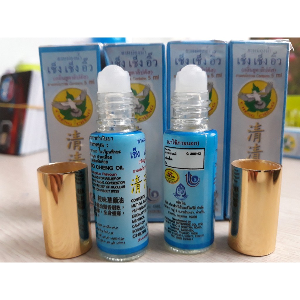 Lốc 12 Chai Dầu gió lăn Cheng Cheng Thái lan Xanh 5ml