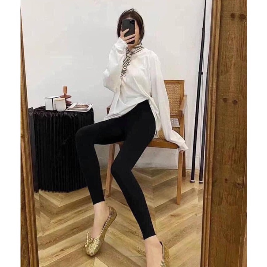 Quần legging nữ dài nâng mông gen bụng có túi màu đen chất vải cotton co giãn 4 chiều -  Quần legging công sở đi học gym