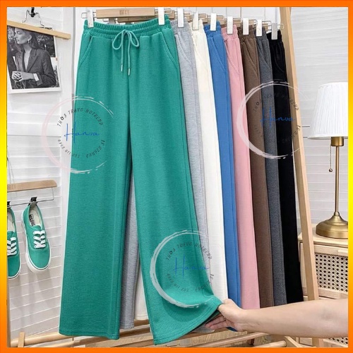 Quần Culottes Suông Ống Rộng Nữ Cạp Chun Chất Tổ Ong Dày Mịn Hack Dáng Hanva