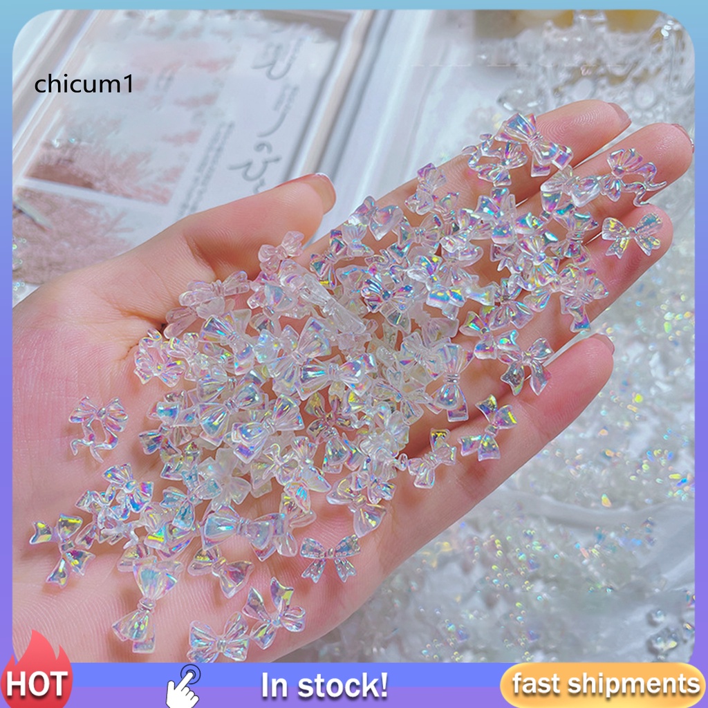 [Hàng mới về] Set 50 phụ kiện trang trí móng tay hình nơ 3d