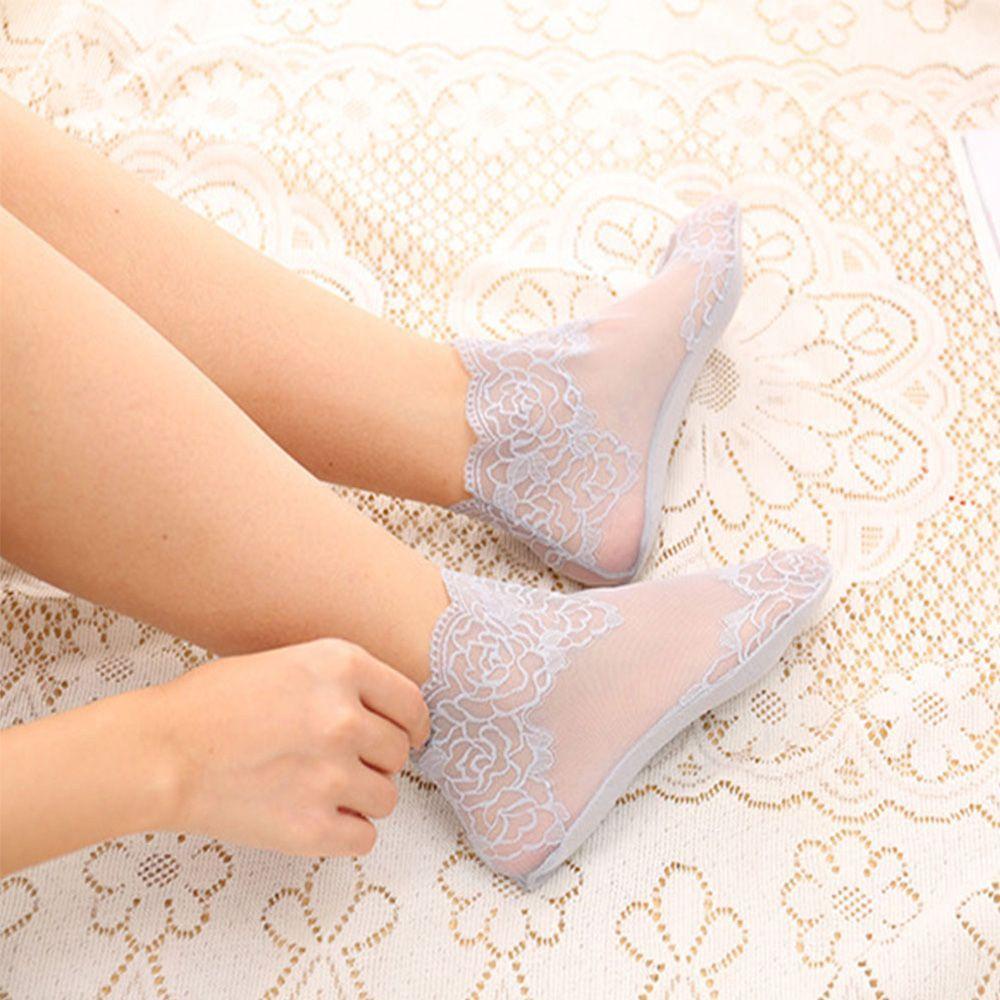 AROMA Tất Lưới Phối Ren Hoa Mỏng Xuyên Thấu Thời Trang Nữ