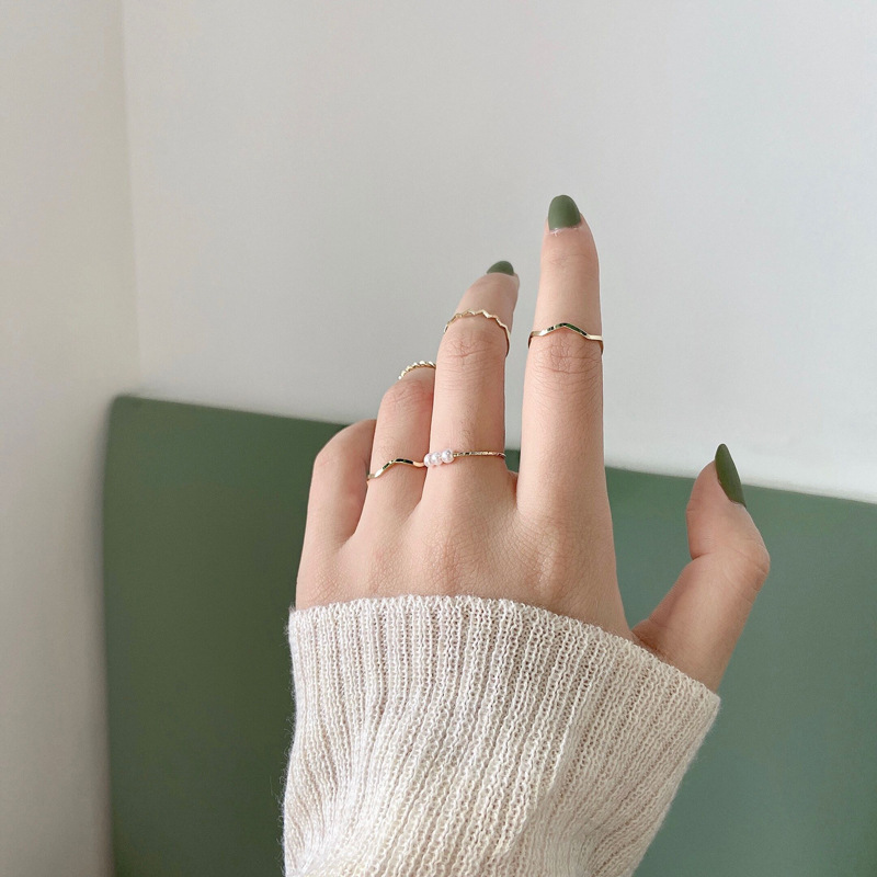Bộ 22815 Nhẫn Đeo Ngón Tay Kiểu Hàn Nhật Đơn Giản Dễ Điều Chỉnh Cho Nữ