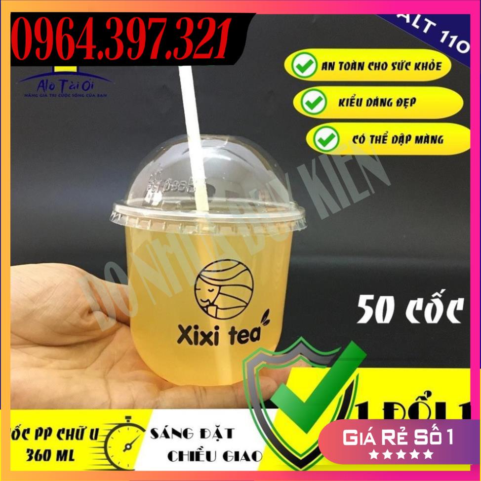 SỈ  Cốc nhựa bầu  360ml (50 Cốc) – Ly nhựa chữ U 360ml có thể dập màng làm nắp.