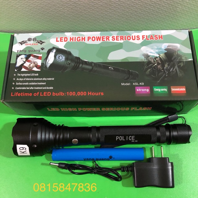 💥 đèn pin siêu sáng 💥 Police  XSL - K9 , màu đen