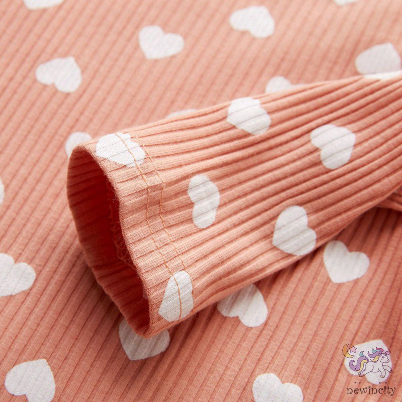 Jumpsuit Tay Dài Hoạ Tiết Trái Tim Phong Cách Hàn Quốc Cho Bé Gái