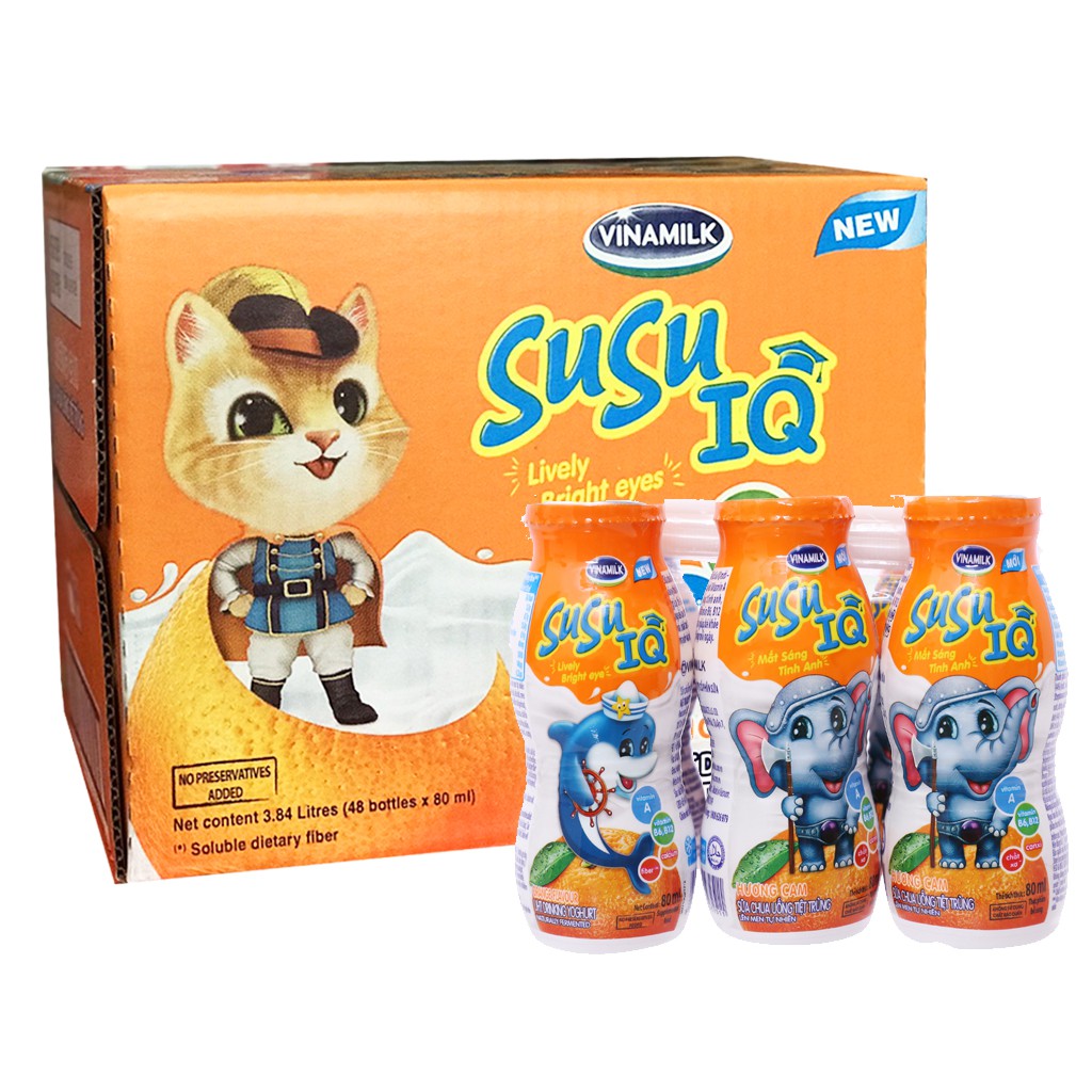 Sữa Vinamilk ❤FREESHIP ❤Sữa chua uống hương dâu SuSu IQ 80ml ,hộp ,48 chai, Sữa susu ,vinamilk