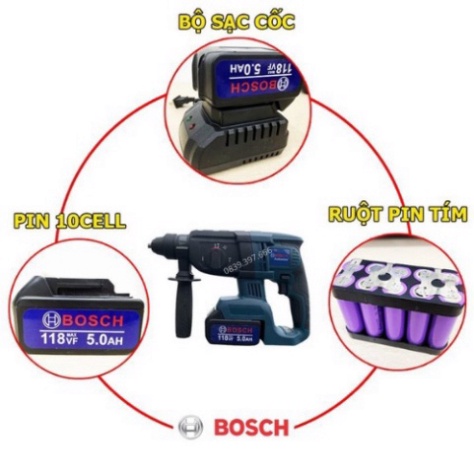 Máy Khoan Bê Tông Dùng Pin BOSCH 199V 3 Chức Năng Khoan Đục Khoan Bê Tông Hàng Cao Cấp