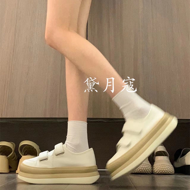 Giày Thể Thao Canvas Quai Dán Thời Trang Hàn Quốc Cho Nữ