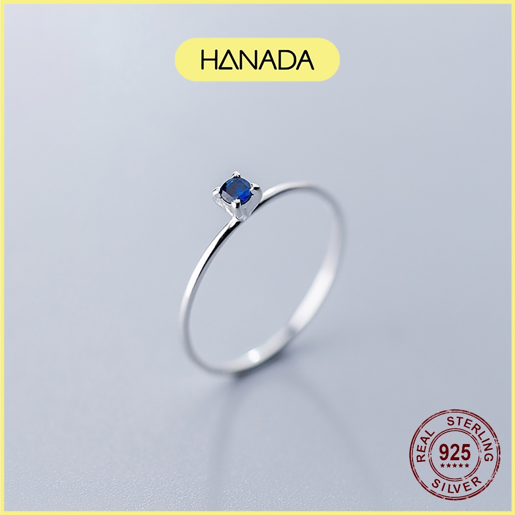Nhẫn Bạc 925 Hanada N1234.R.1.B.160.0640 Đá Xanh