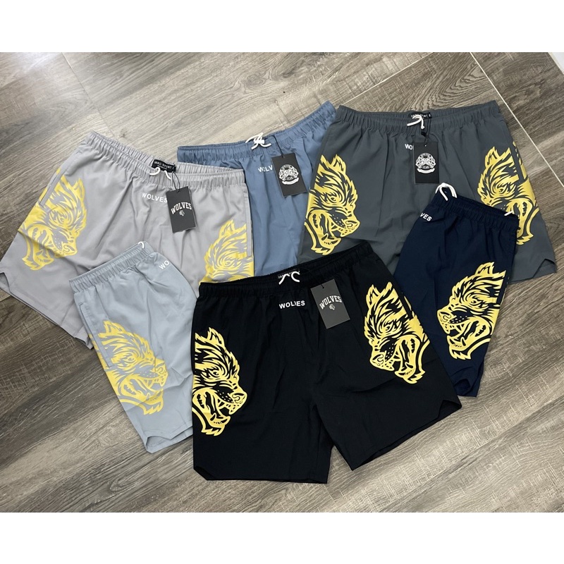 [Ảnh thật]  [Rẻ vô địch] Quần đùi tập gym, đạp xe hãng WOLVES Logo Sói siêu thoáng mát và co giãn