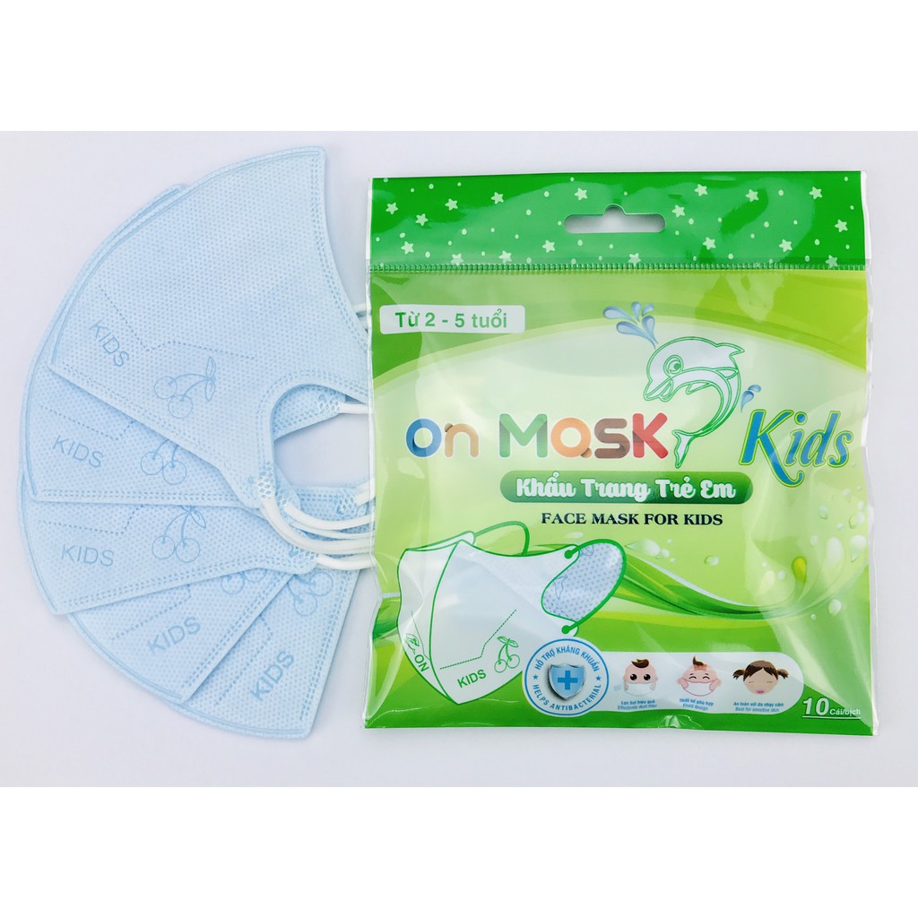 [Gói 10] Khẩu trang 3D trẻ em On Mask kháng khuẩn (3 lớp) - 3 Màu lựa chọn