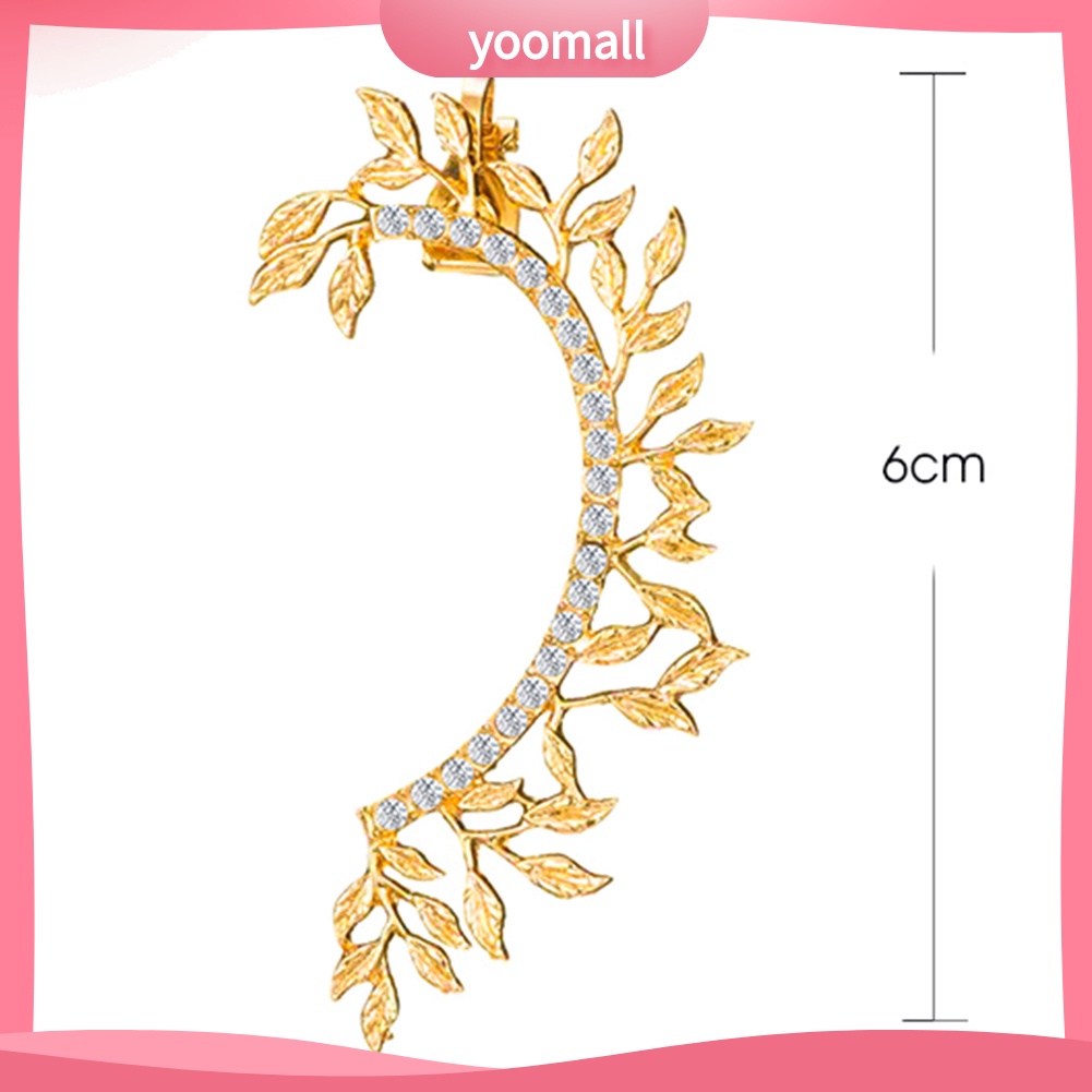 1 Khuyên Kẹp Vành Tai Hình Chiếc Lá Đính Đá Thời Trang Cho Nữ