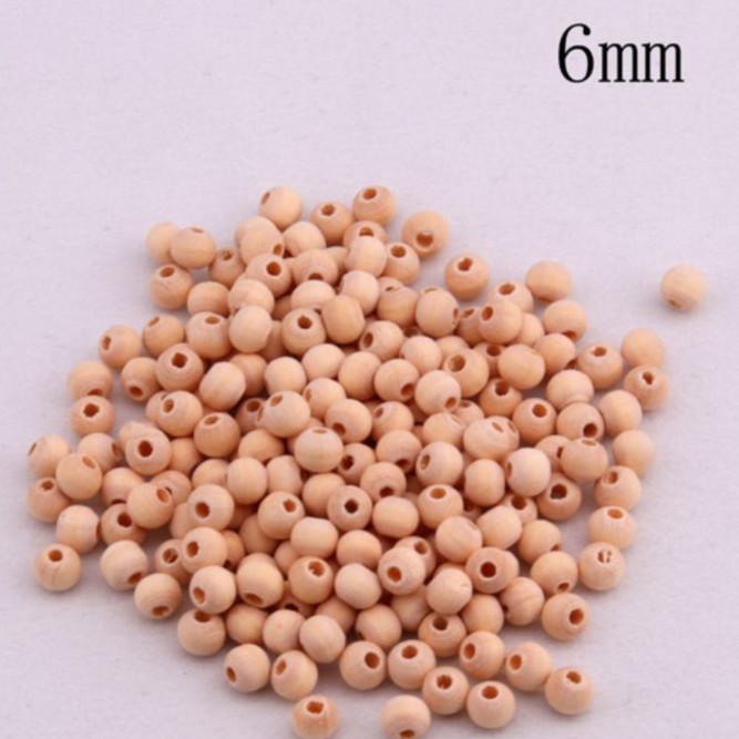 gói 5-10-25gam hạt gỗ trơn 6mm làm vòng /vòng dâu cho bé