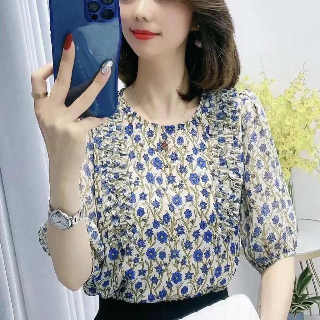 Áo Sơ Mi Chiffon Tay Lửng Thời Trang Mùa Hè Dành Cho Nữ