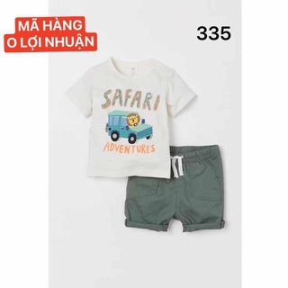 Bộ bé trai áo cộc quần đùi kaki H.M’ xuất dư màu lạnh mạnh mẽ và mát mẻ - cho bé 10-18kg=MINKIDS