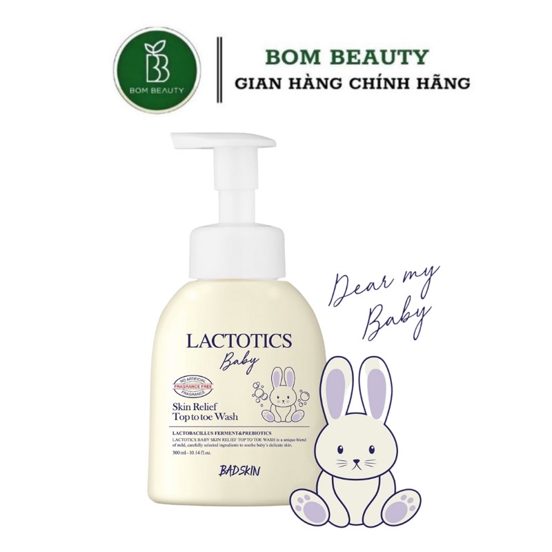 Sữa tắm cho trẻ em và da nhạy cảm BADSKIN - Lactotics Baby Skin Relief Top To Toe Wash