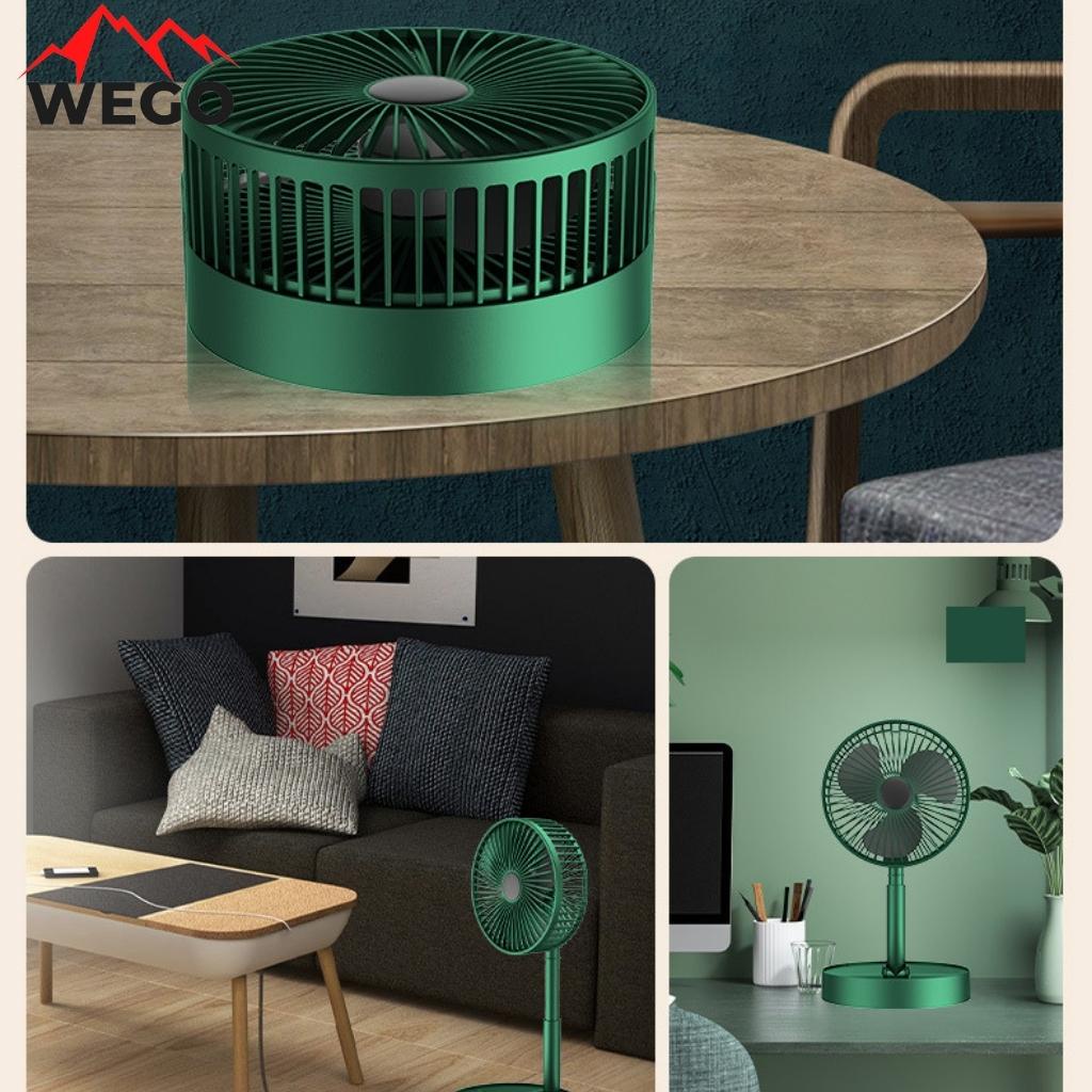 Quạt tích điện gấp gọn để bàn, mang đi dã ngoại, du lịch pin bền gọn nhẹ WEGO