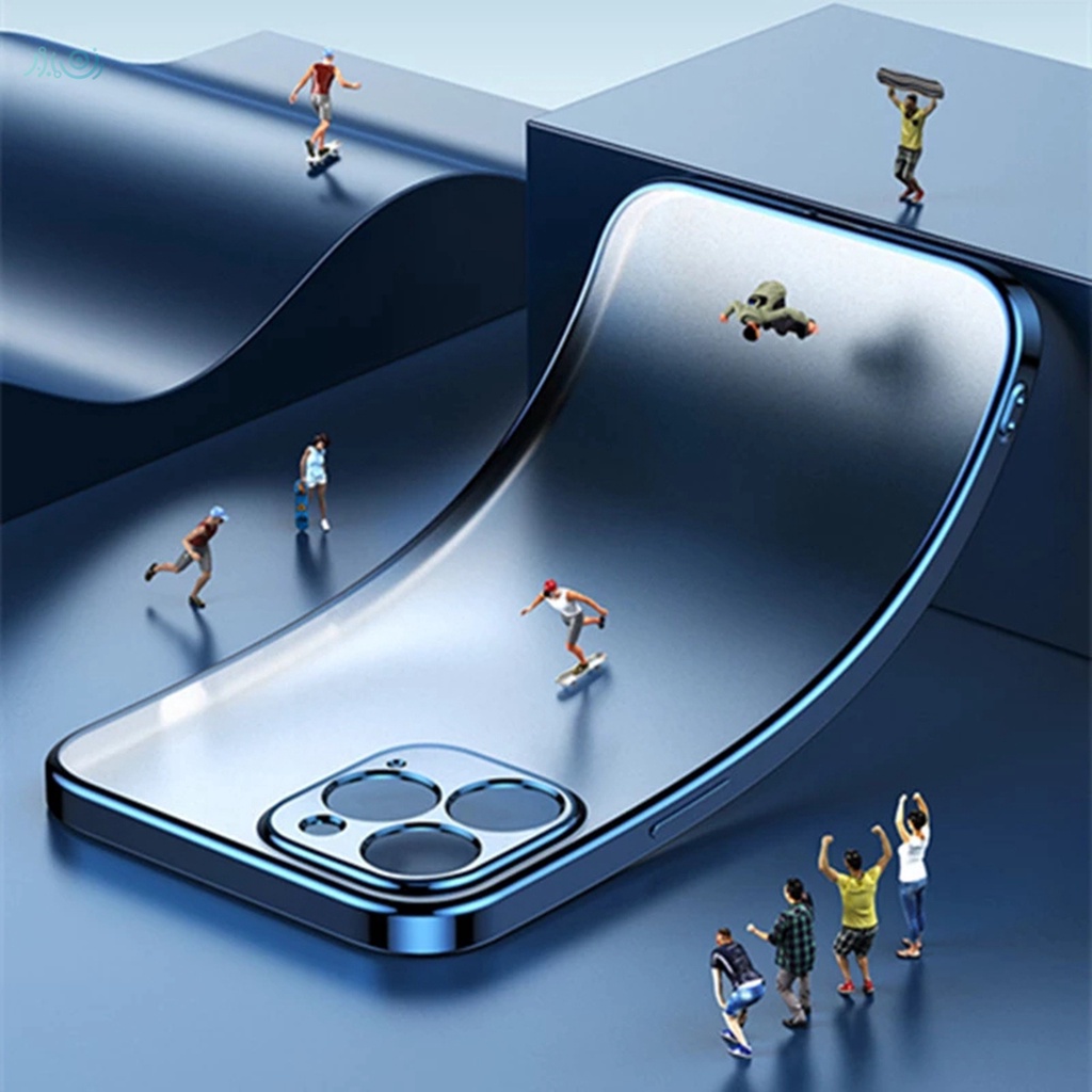 Ốp Điện Thoại Silicon Trong Suốt Viền Vuông Mạ Màu Sang Trọng Cho Iphone 11 12 Pro Max X Xr Xs 7 + 8 Plus Se 2 2020