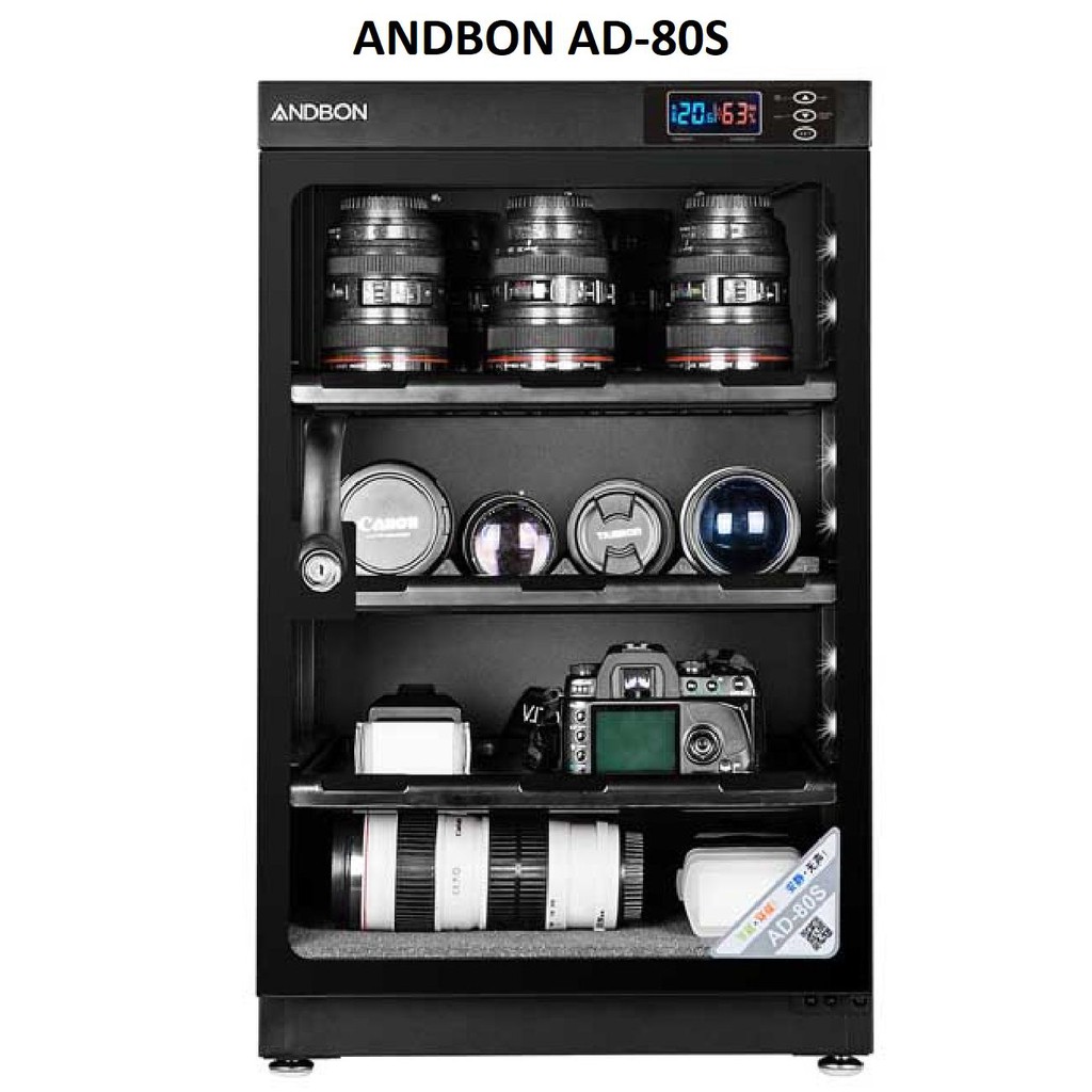 Tủ chống ẩm Andbon AD-80S (80 Lít) - Công nghệ Japan + Bộ vệ sinh máy ảnh 8 in 1 + Tặng da cừu lau len (Da thật)