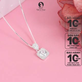 Dây chuyền bạc nữ Đá vuông trắng chất liệu bạc 925 thời trang phụ kiện trang sức nữ Miêu Bạc D400779