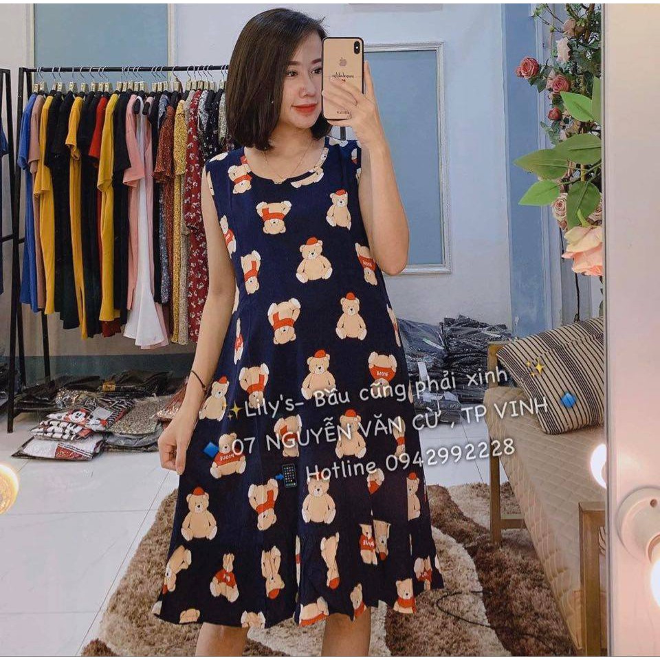 Váy Bầu lanh Đuôi Cá Siêu Mát Mặc Bầu Và Sau Sinh hàng đẹp