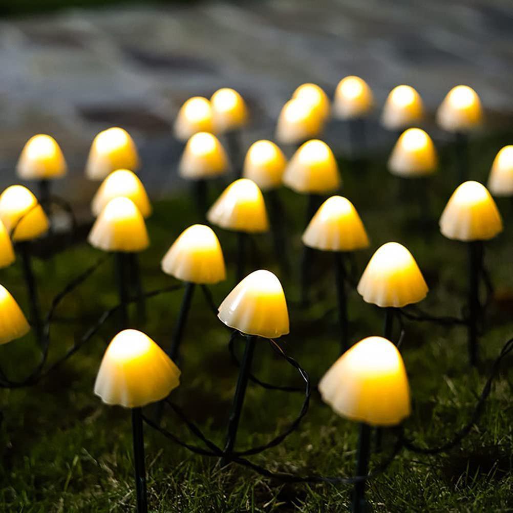 [huite]Solar Fairy Lights Outdoor LED Solar Light Mushroom String Light Waterproof Outdoor Garden Lawn Stakes Lamps for