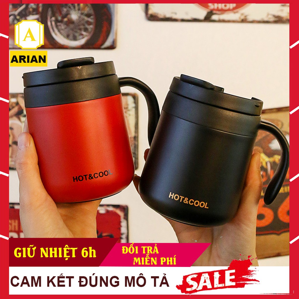 Cốc giữ nhiệt AGISAN có tay cầm chất liệu inox 304 giữ ấm 6 tiếng