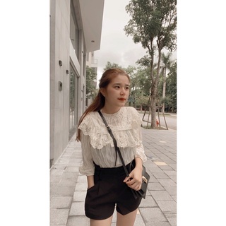 Áo ren cổ vuông bánh bèo