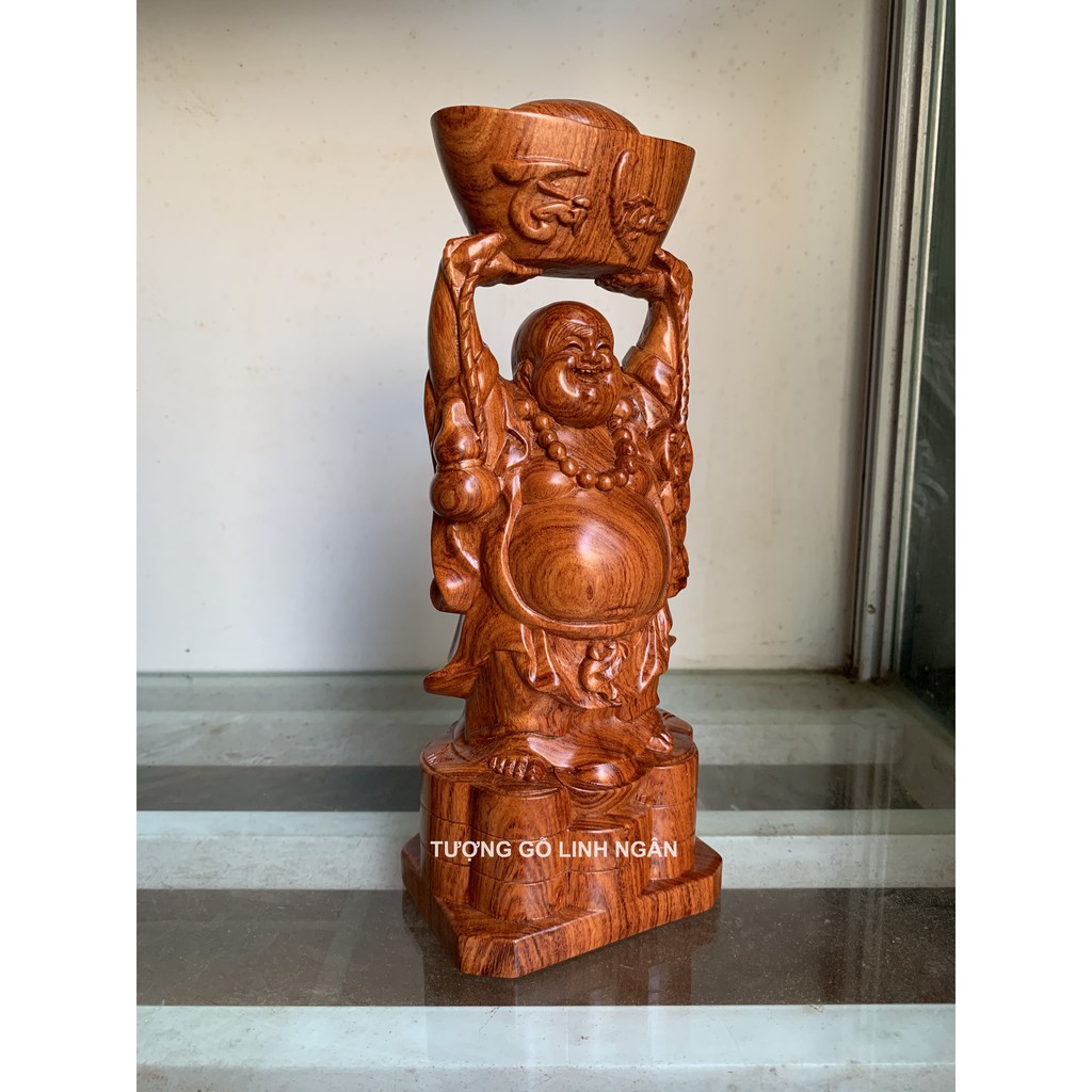 Tượng di lặc dâng vàng gỗ hương