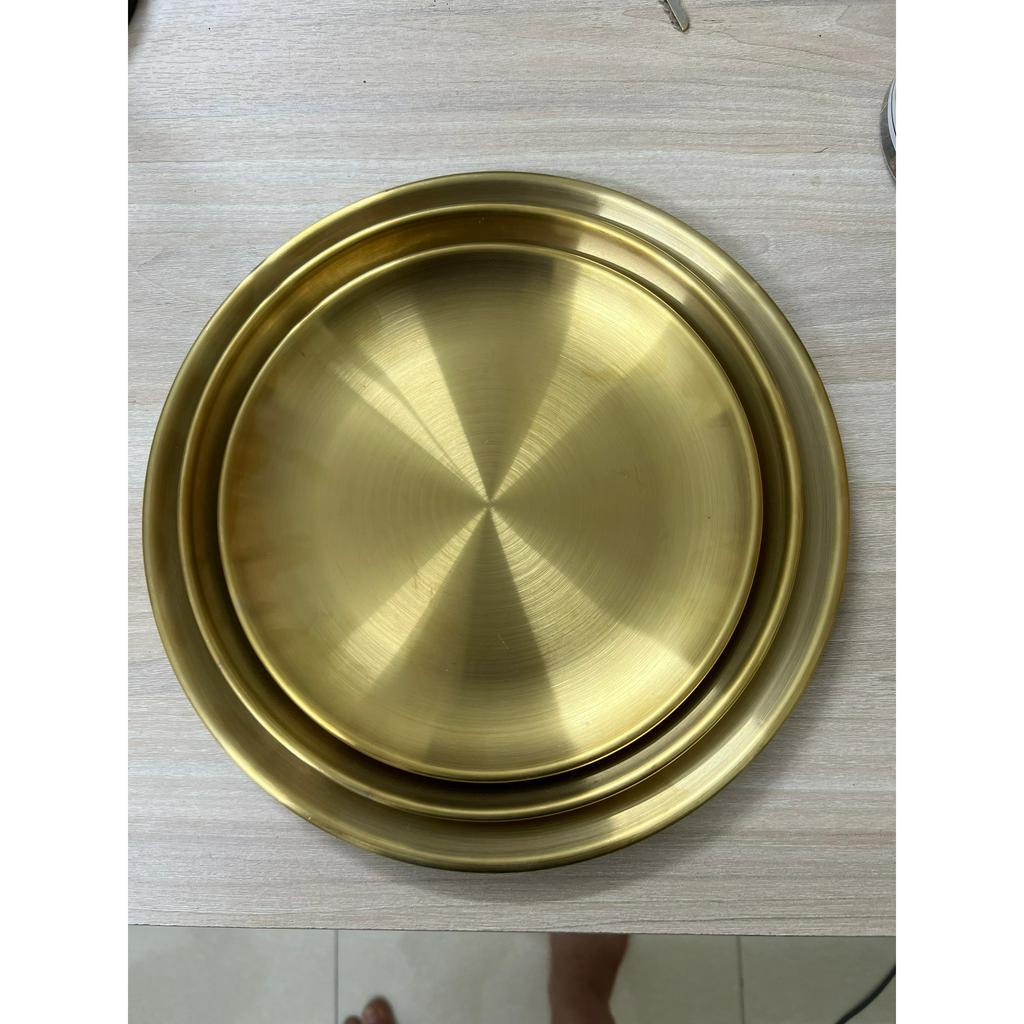 Đĩa Inox 304 Mạ Vàng Khay Tròn Đựng Dụng Cụ Y Tế Thẩm Mỹ Đủ Size Cho Chị Em.