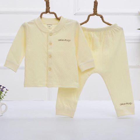 Bộ quần áo sơ sinh dài tay khuy giữa Uala Rogo cotton sợi tre mềm mại