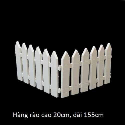 Hàng Rào Nhựa Lắp Ghép Trắng Cao Cấp Trang Trí Cây Thông Noel, Cây Cảnh, Vườn Hoa Cao 20 cm,Dài 1.55m