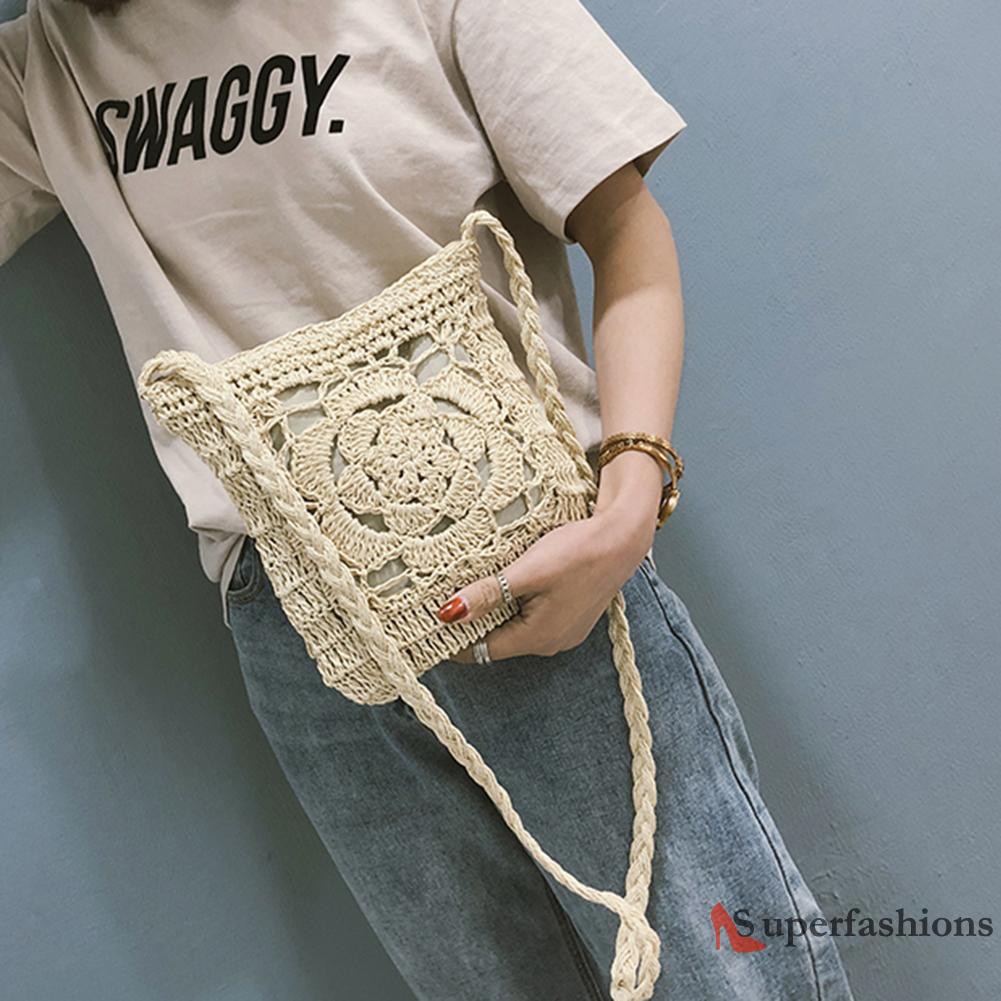 【Hot Sale】Summer Beach Women Girls Crochet Braid Bags Shoulder Vintage Messenger Bag