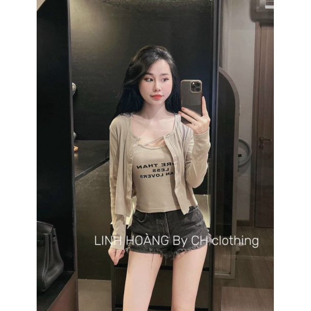 Sét áo cặp tay dài áo  yếm trong in chữ (A15)