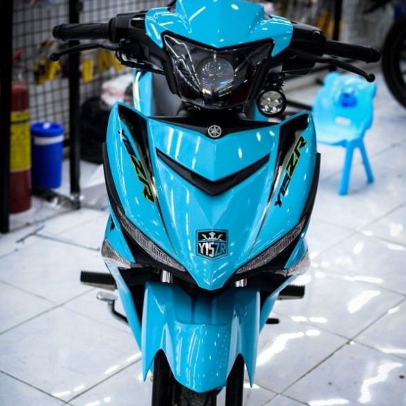 Tem trùm exciter 150 Y15ZR xanh ngọc chất liệu keo in mccal màng bóng