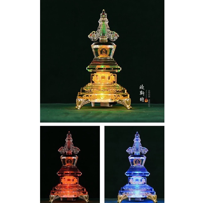 [PBMC] Tháp xá lợi pha lê đính đá(có đèn LED)