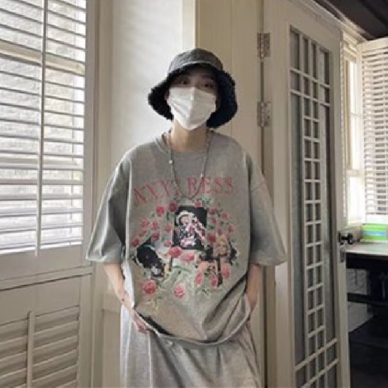 Áo Thun Dáng Rộng In Chữ Phong Cách Hip Hop Đường Phố Hàn Quốc Thời Trang Mùa Hè Cho Nam Cỡ Lớn M-8XL