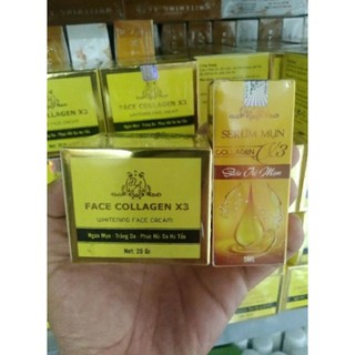 Combo Kem Face Và Serum Mụn Collagen X3 Có Team Cào Điện Tử mỹ phẩm Đông Anh chính hãng