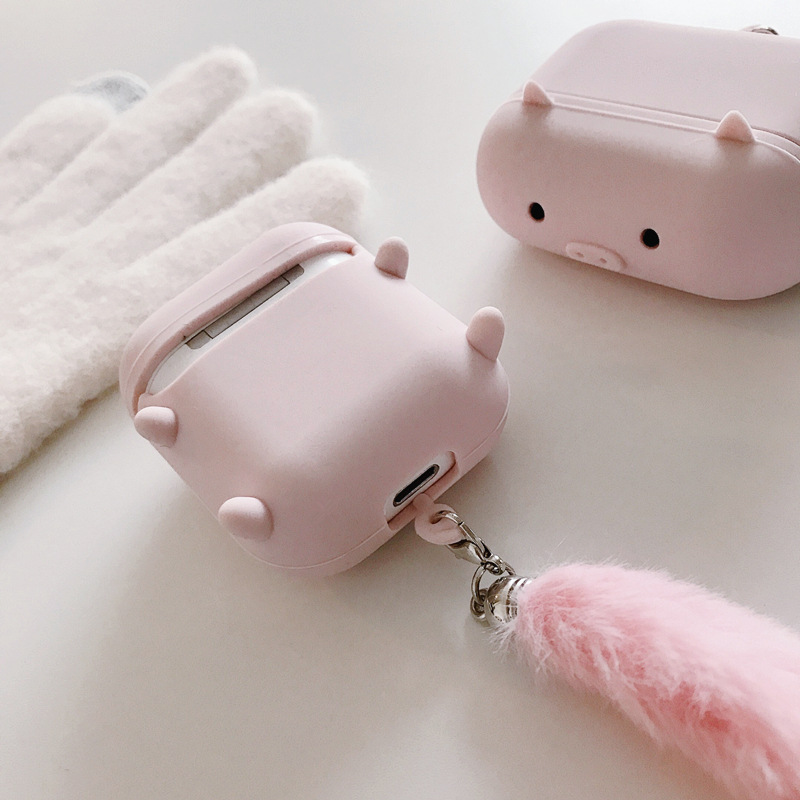 Soft Case Bahan Silikon Bentuk pink pig Untuk Airpods 1/2 AirPods pro case | BigBuy360 - bigbuy360.vn