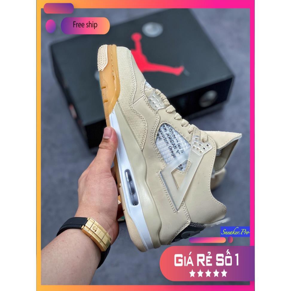 Giày thể thao AIR Jordan 4 Retro Off-White Sail  cổ thấp siêu phong cách dành cho nam và nữ