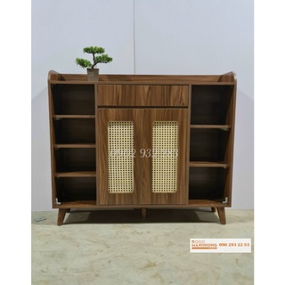 Tủ dày dép cánh mây 1m2 màu nâu óc chó