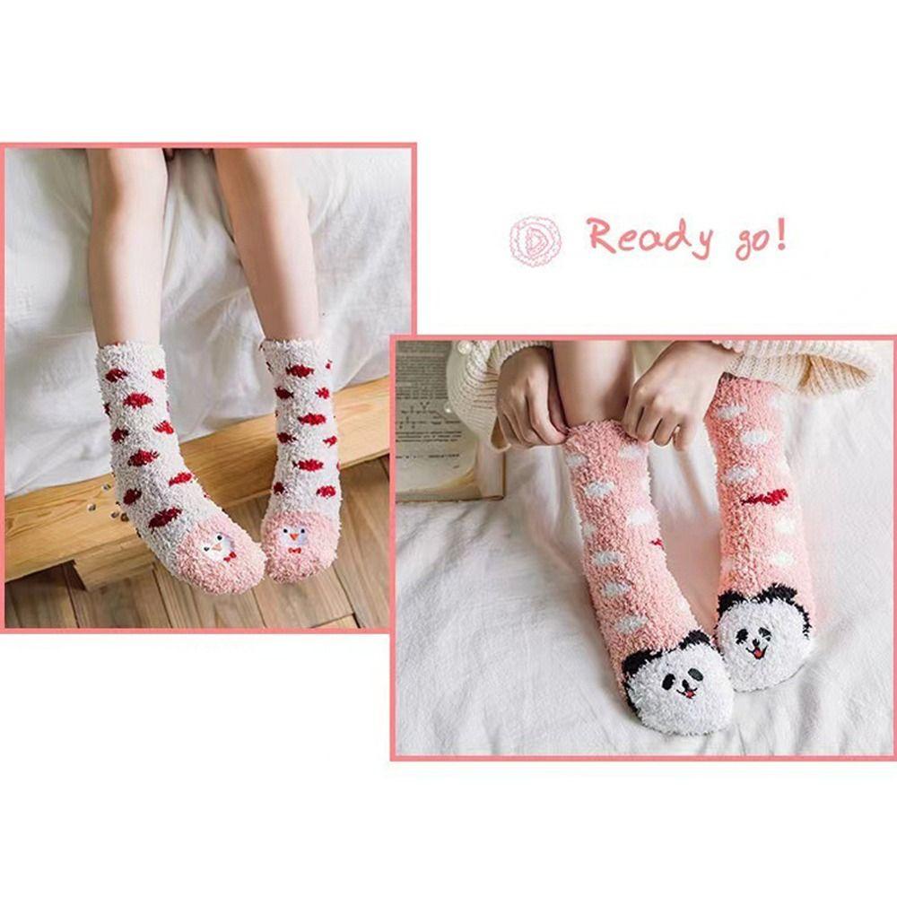 CLEOES Vớ Lông Cừu San Hô Dày Họa Tiết Động Vật Hoạt Hình Dễ Thương Cho Bé