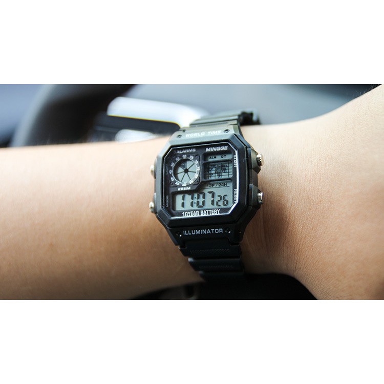 ĐỒNG HỒ ĐIỆN TỬ DÂY CAO SU ĐÚC TÍCH HỢP LA BÀN VÀ GIỜ THẾ GIỚI PIN SIÊU BỀN 2AAX | BigBuy360 - bigbuy360.vn