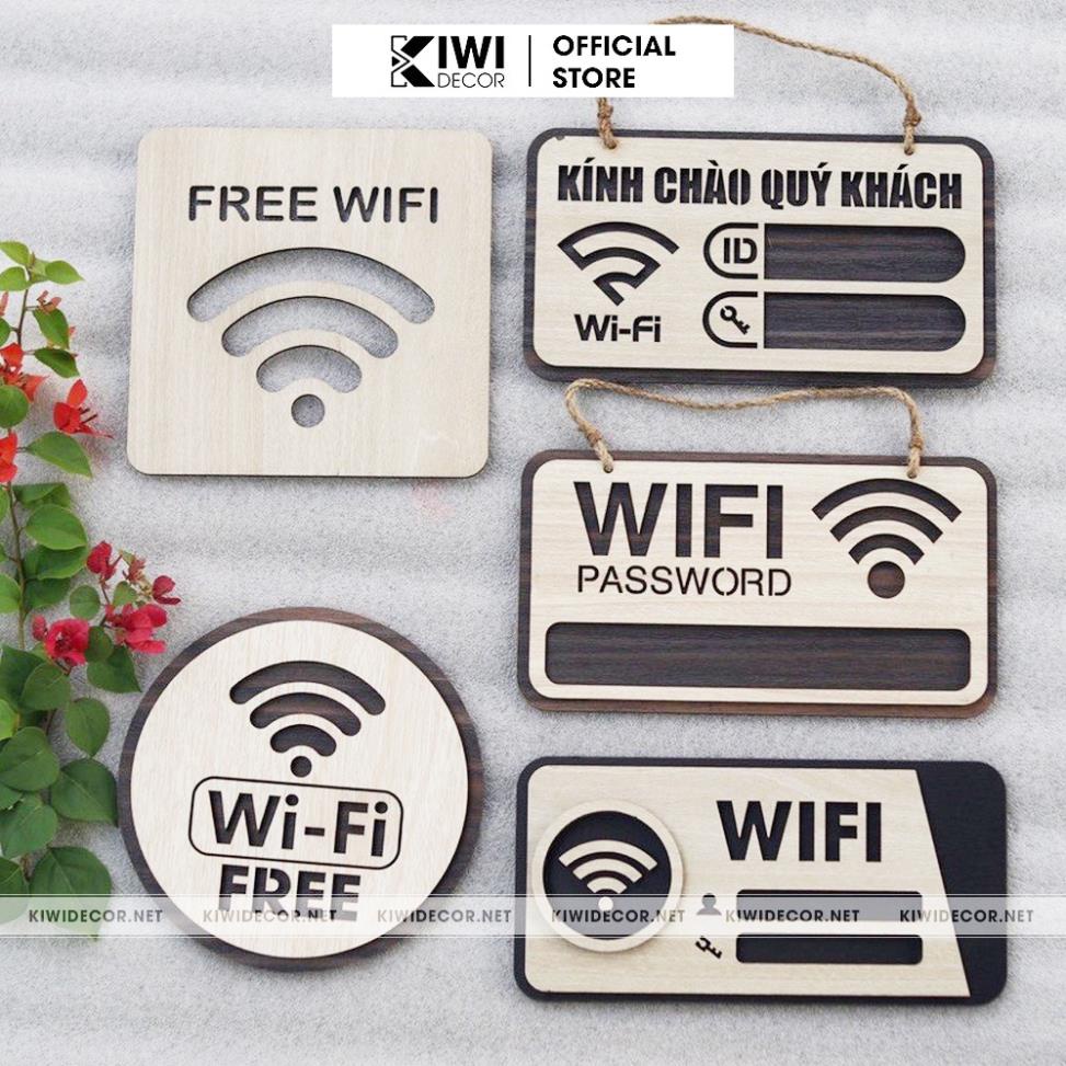 Bảng Tên Wifi Gỗ Decor Vintage, Free Wifi, Bảng Pass Wifi, Ghi Mật Khẩu Wifi, Thông tin wifi