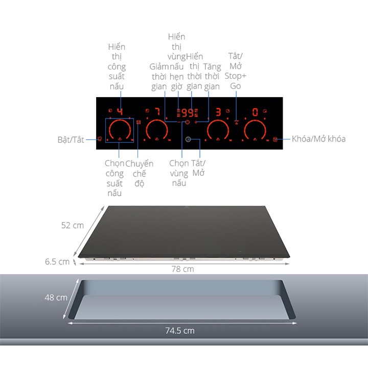 Bếp từ bốn vùng nấu Electrolux EHXD875FAK nhập khẩu Đức