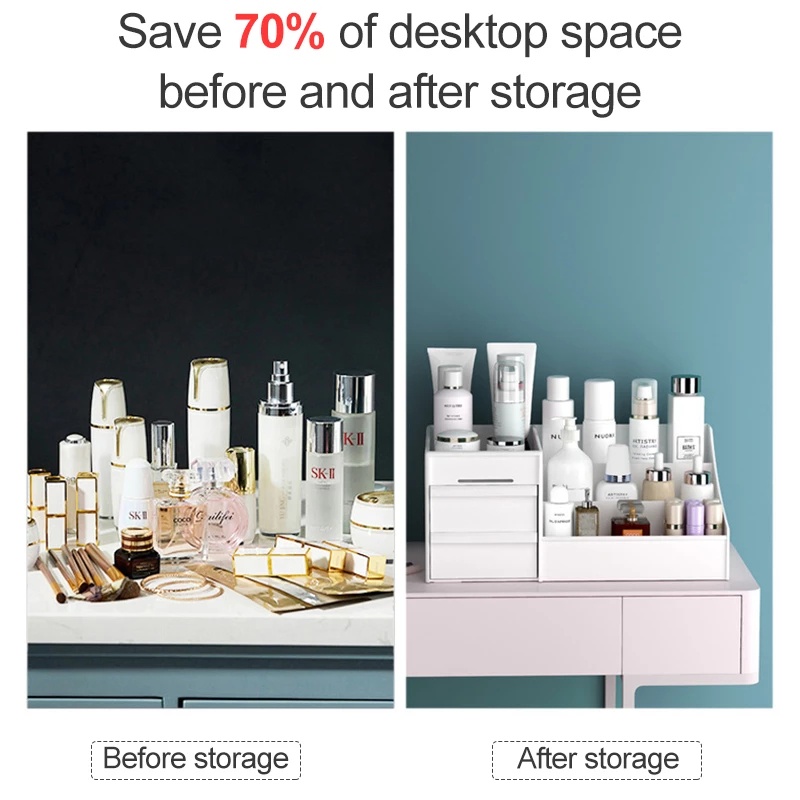Hộp Đựng Đồ Trang Điểm/ Văn Phòng Phẩm Để Bàn Sức Chứa Lớn Đa Năng Có Ngăn Kéo