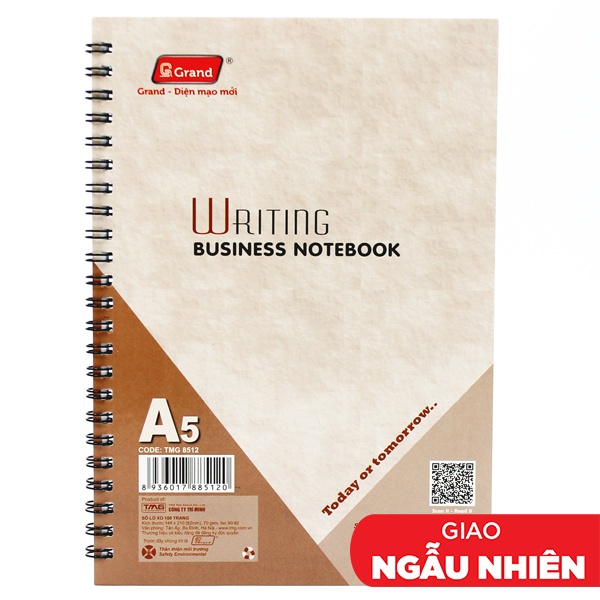 Sổ Lò Xo A5 Kẻ Ngang 100 Trang 70gsm - Grand TMG-8512 - Màu Nâu (Sắc Độ Màu Giao Ngẫu Nhiên)