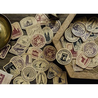 Bộ 46 Sticker Tem Thư Kỳ Quan Thế Giới E60